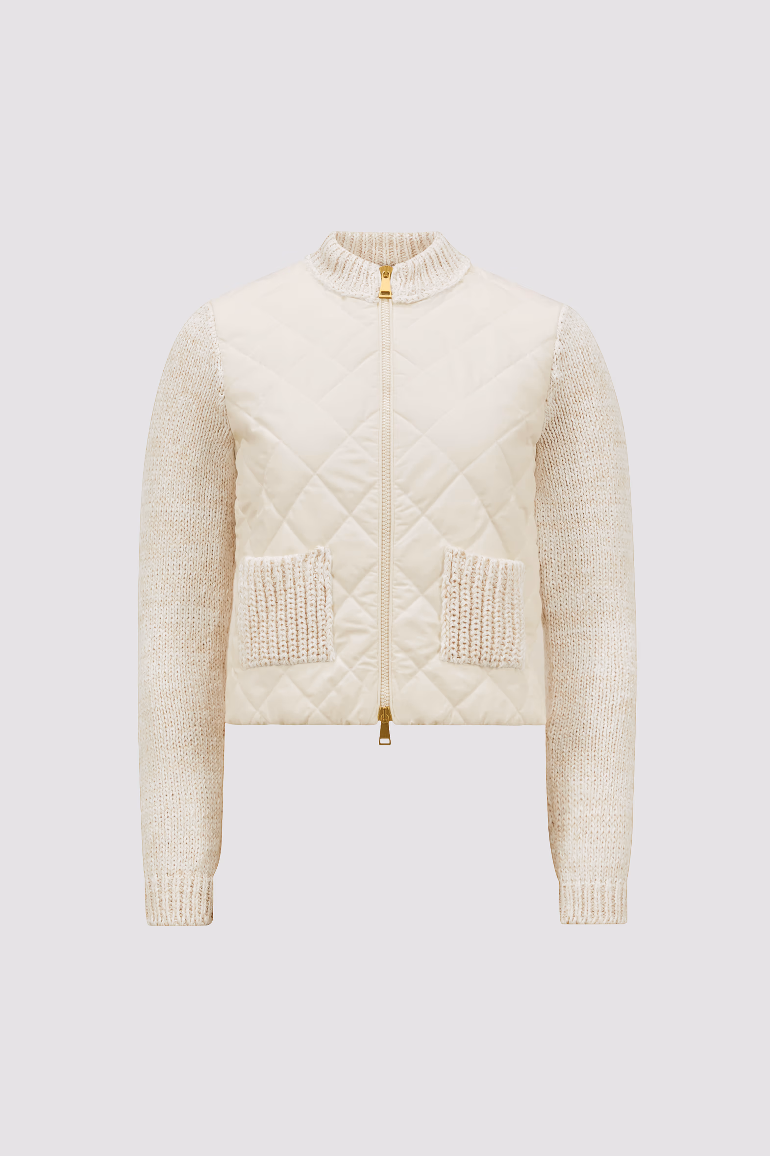 Cárdigan acolchado de algodón con cremallera Mujer Blanco Moncler 2
